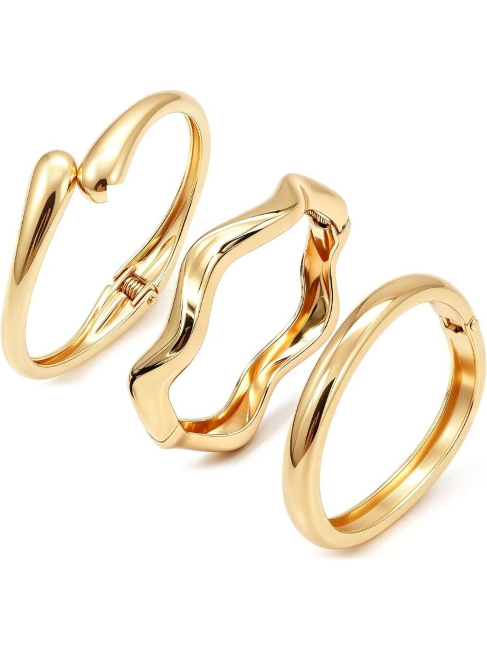 Stylish Adjustable Chunky Cuff Bracelet for Women - Stackable Open Bangle